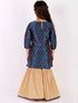 Vastramay Girls' Blue Zari Kurta And Rose Gold Sharara Set